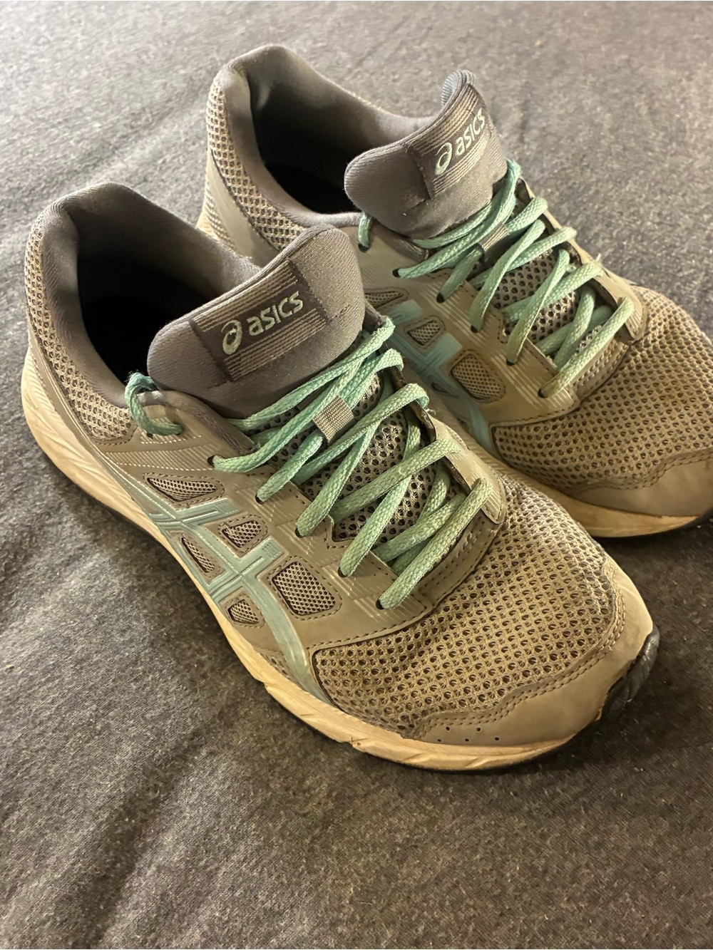 ASICS Women's Gray Sneakers with Mint Laces